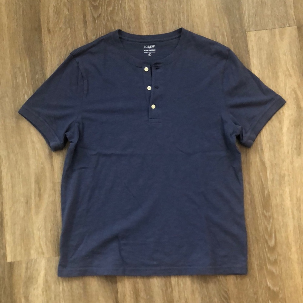 J. Crew, Navy Slub Cotton Henley T-shirt. Size Large